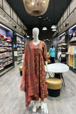 Buy Peach Floral Anarakali kurta with Dupatta Set
