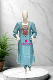 Turquoise Blue Embroided Dupatta Suits