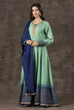 Green Bandhej Anarkali Dress With Dupatta