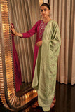 Magenta Festive Wear Kurta Set With Bandhani Dupatta