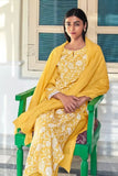 Yellow Thread Work Silk Kurta Suit Set